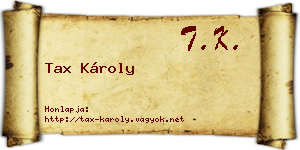 Tax Károly névjegykártya
